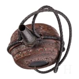 A rare French priming powder flask with viewing windows, 17th century