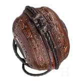 A rare French priming powder flask with viewing windows, 17th century