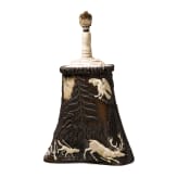 A German hunter's powder flask made of deerhorn, Lebrecht Schulz, Meiningen, circa 1820/30