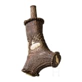 A German hunter's powder flask made of deerhorn, Lebrecht Schulz, Meiningen, circa 1830/40