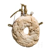A carved German hunting powder flask (ivory) in the style of the Maucher workshop, 19th century
