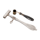 A German wheel-lock spanner and a powder measure, 16th/17th century