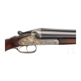 A Merkel double-rifle with Zeiss scope, and a side-by-side shotgun barrel set with case