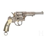 A Revolver Chamelot Delvigne, engraved, nickel-plated, with ivory grips, circa 1872