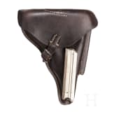 A pistol 08, Erfurt 1918 with holster and two magazines with matching numbers