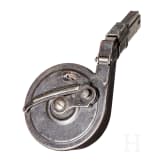 A snail drum magazine for an Artillery Luger, 2nd pattern, with adaptor for MP18