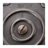 A snail drum magazine for an Artillery Luger, 2nd pattern, with adaptor for MP18
