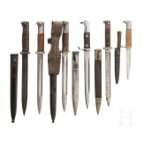 Six German Mauser bayonets and a dagger