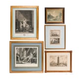 A set of five French and English prints, 18th/19th century
