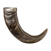 A German silver-mounted drinking horn with hunting motifs, 17th/18th century