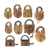 Ten indian padlocks, 19th century