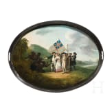 A fine probably English neo-classical tin tray with delicate painting in the style of the Stobwasser manufactory, 1st half of the 19th century