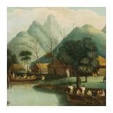 A large probably English neo classical tray with fine painting in the style of the Stobwasser manufactory, early 19th century