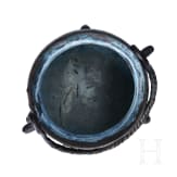 A small German bronze cauldron, dated 1557