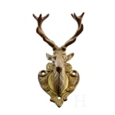 A Nuremberg Baroque-style wall hook in the shape of a deer head, circa 1850