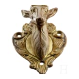 A Nuremberg Baroque-style wall hook in the shape of a deer head, circa 1850
