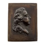 An Italian bronze plaque, showing the head of King Karl X. Gustav of Sweden, ca. 1650