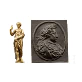 A German bronze plaque and a figurine, 17th century