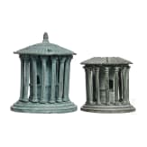 Two Italian Grand Tour objects as ink stands in the shape of temples near Forum Boarium in Rome, circa 1850