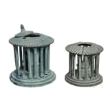 Two Italian Grand Tour objects as ink stands in the shape of temples near Forum Boarium in Rome, circa 1850