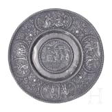 Two relief pewter plates, Nuremberg, 17th century