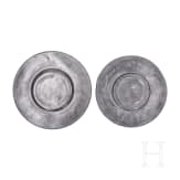 Two relief pewter plates, Nuremberg, 17th century