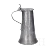An Austrian broadrim charger and two pewter jugs, Salzurg, 17th and early 18th century