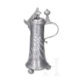 A pair of pewter flagons, Mergentheim, dated 1752 and 1768