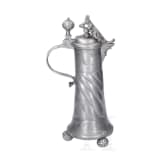A pair of pewter flagons, Mergentheim, dated 1752 and 1768