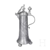 A pair of pewter flagons, Mergentheim, dated 1752 and 1768
