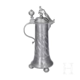 A pair of pewter flagons, Mergentheim, dated 1752 and 1768