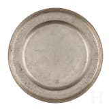 A tin plate of a German guild of cloth makers, probably Frankfurt, dated 1767