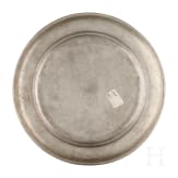 A tin plate of a German guild of cloth makers, probably Frankfurt, dated 1767