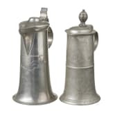 Two German tin jugs, Stuttgart and Nuremberg, 18th and 19th centuries