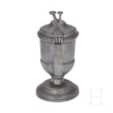 Four German pieces of sacred pewter, 18th/19th century