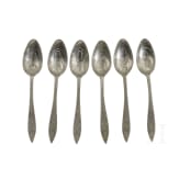 A matching set of six pewter spoons, Bohemia, ca. 1800