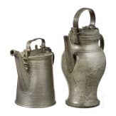 Two German lidded jugs, Thuringia or Saxony, 1st half of the 19th century