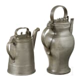 Two German lidded jugs, Thuringia or Saxony, 1st half of the 19th century