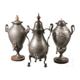 Three tin samovars, Bergisches Land, 1st half of the 19th century