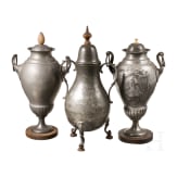 Three tin samovars, Bergisches Land, 1st half of the 19th century