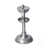 Two Saxon pewter oil lamps, circa 1840/50