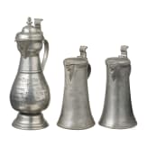 Three tin jugs in Baroque style, Historicism, 19th/20th century