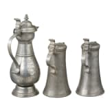 Three tin jugs in Baroque style, Historicism, 19th/20th century