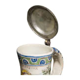 An Austrian faience pear jug with St. Elisabeth, Gmunden, dated 1763