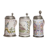 Three Thuringian fayence tankards, 18th und 20th century