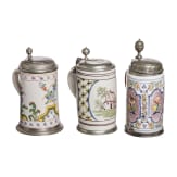 Three Thuringian fayence tankards, 18th und 20th century