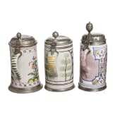 Three Thuringian fayence tankards, 18th und 20th century