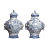 A pair of large Italian Fayance cover vases, 19th century