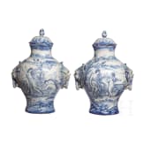 A pair of large Italian Fayance cover vases, 19th century