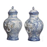 A pair of large Italian Fayance cover vases, 19th century